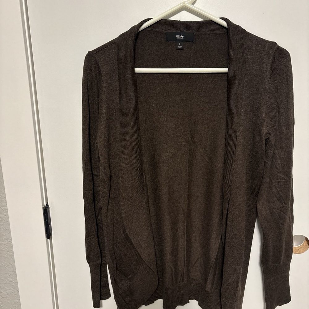 Mossimo Brown Open Cardigan Sweater‎ Size Large Cozy Minimalist Layer